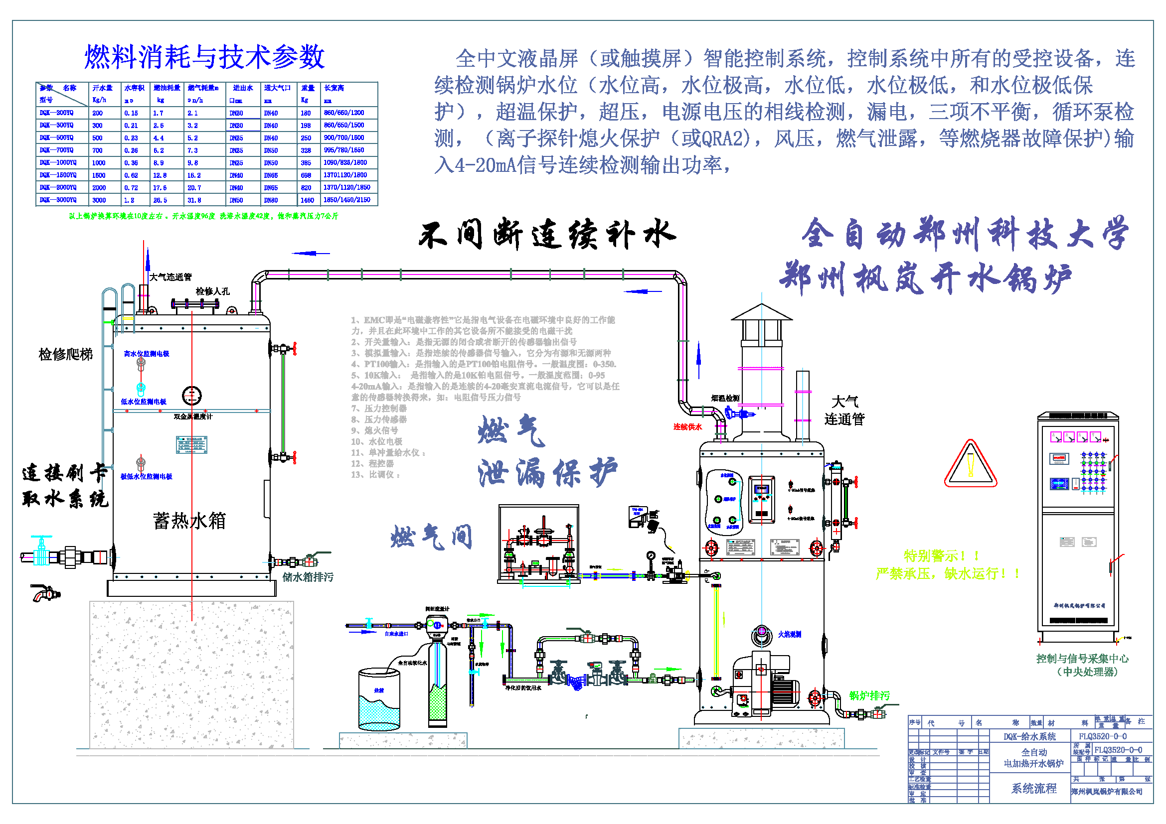 燃气（燃油）开水锅炉与保温水箱安装系统图